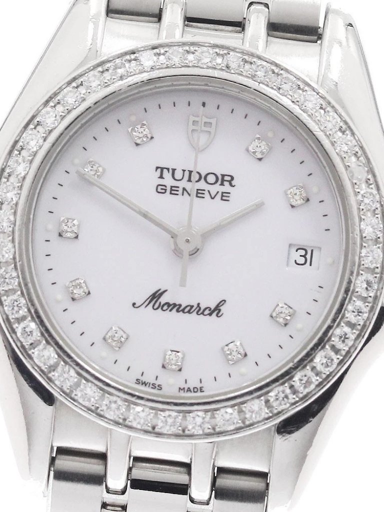 Tudor Monarch 15810 10p Diamond Bezel White Dial Quartz Ladies Watch943010
